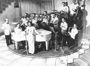Jazz-zenekar a T�ncpalot�ban, 1930-as �vek, Orsz�gos Sz�chenyi K�nyvt�r Sz�nh�zt�rt�neti T�ra