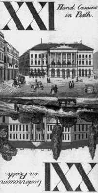 A Lloyd-palota, a Nemzeti Kaszin� els� sz�khelye, k�rtyalap az 1850-es (?) �vekb�l