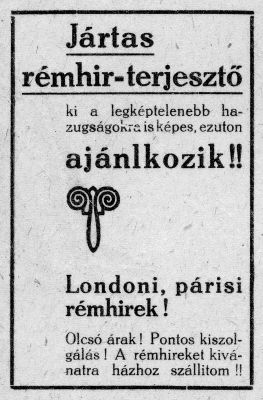 Hirdet�s. Az �prilis c�m� vicclapb�l, 1919. j�nius 19.