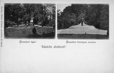 Erzs�bet kir�lyn� szobra a kisb�ri Erzs�bet-ligetben, Zala Gy�rgy alkot�sa, 1910-es �vek, k�peslap, Orsz�gos Sz�ch�nyi K�nyvt�r Apr�nyomtatv�nyt�r