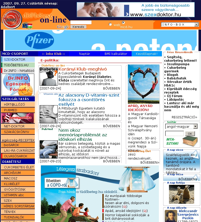 Diab�tesz Online 2007.09.27.