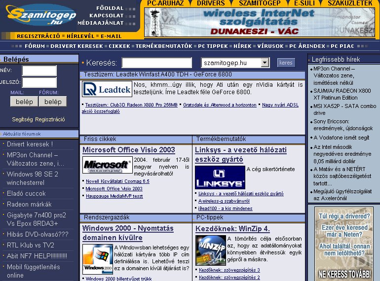Szamitogep.hu 2004.07.19.