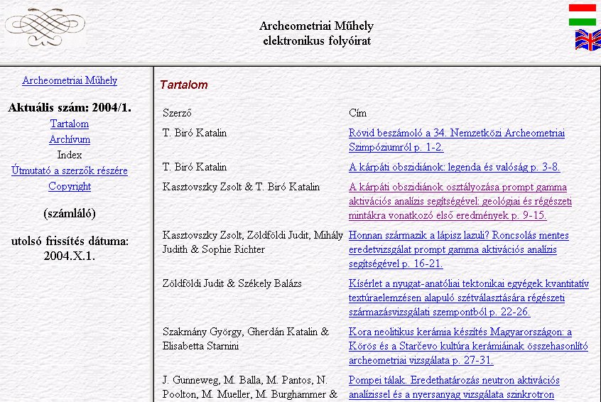Archeometriai M�hely 2004.10.01.