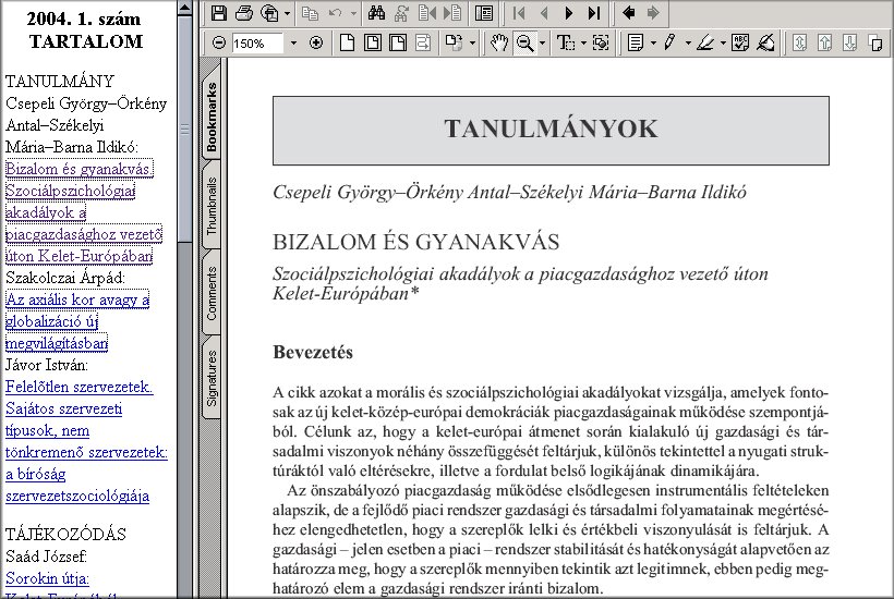 Szociol�giai Szemle 2004.10.06.