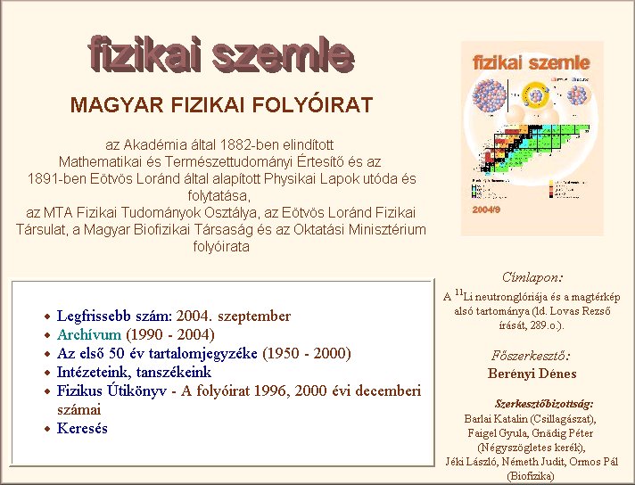 Fizikai Szemle 2004.10.21.