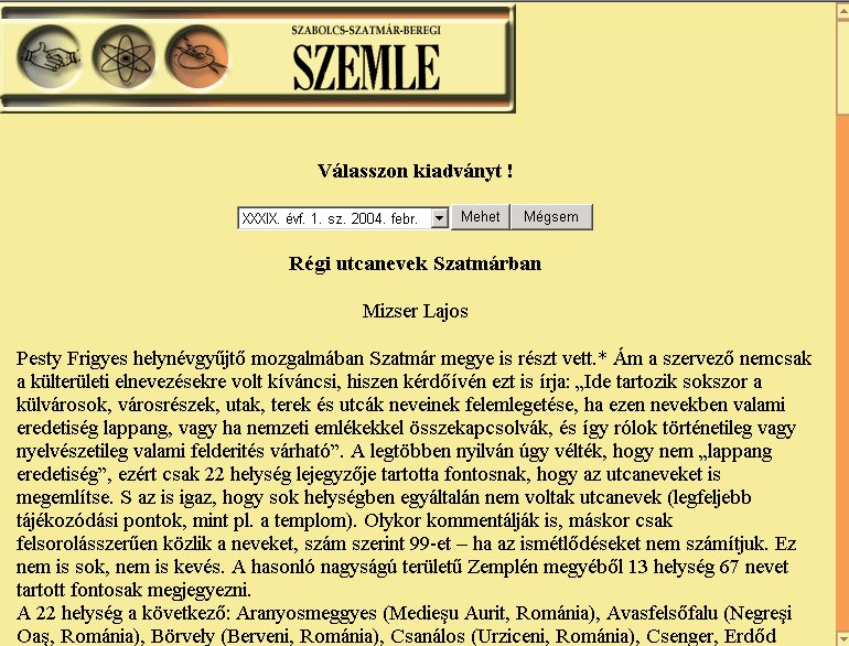 Szabolcs-Szatm�r-Beregi Szemle 2005.02.25.