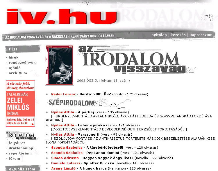 Az Irodalom Visszav�g 2005.03.07.