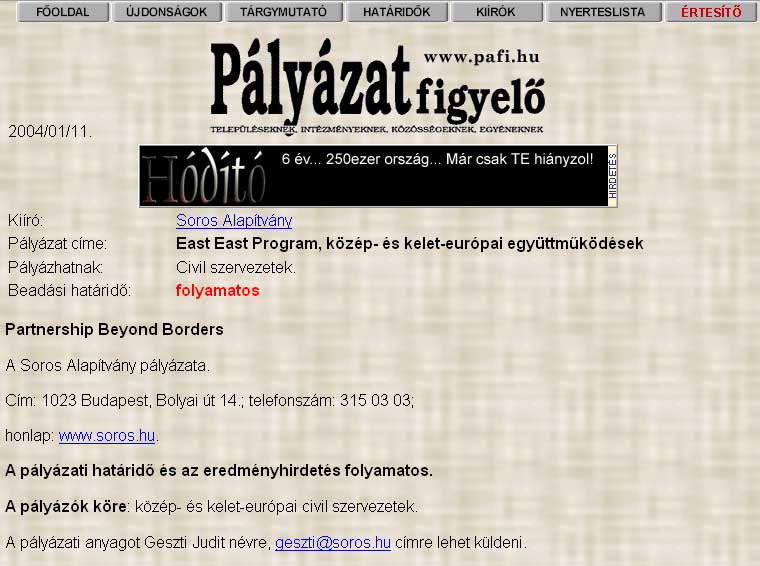 P�ly�zatfigyel� 2005.03.11.