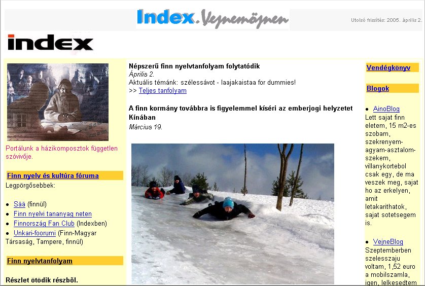 Index.Vejnem�jnen 2005.04.27.