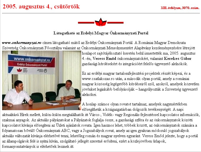 RMDSZ T�j�koztat� 2005.08.09.