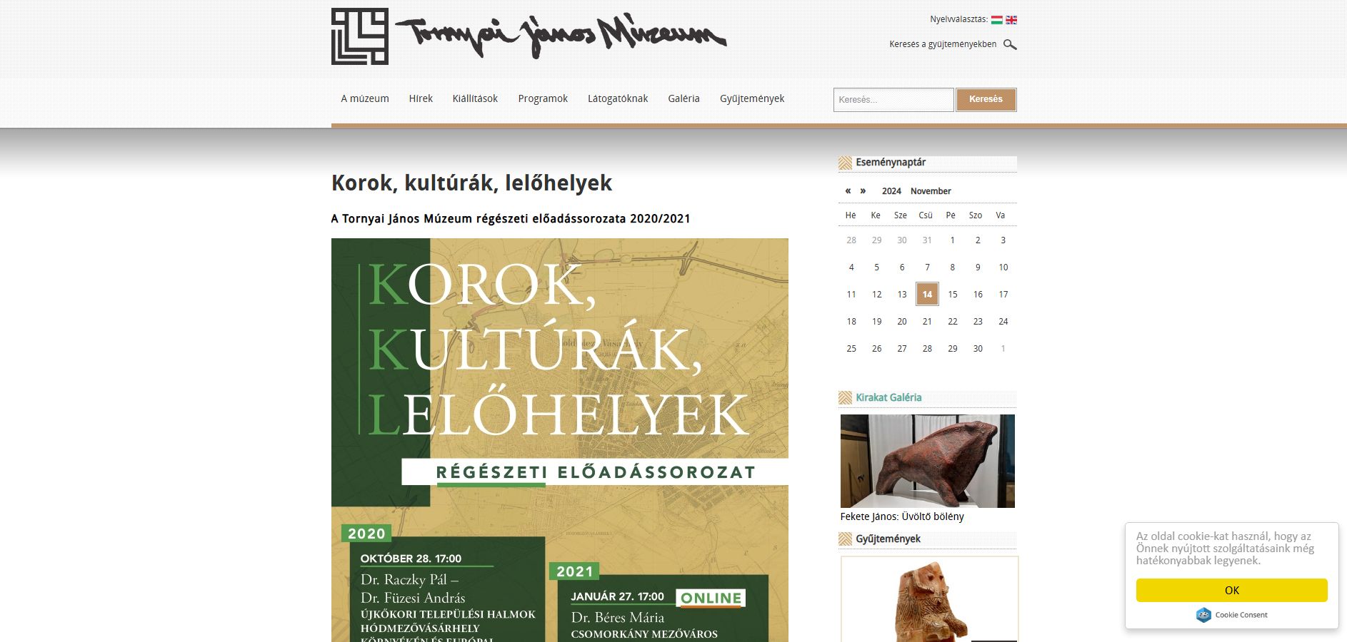 Korok, kult�r�k, lel�helyek  2024.11.14.