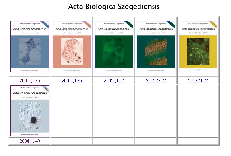 Acta Biologica Szegediensis, 2005-09-28