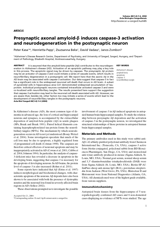 Acta Biologica Szegediensis, 2005-09-28