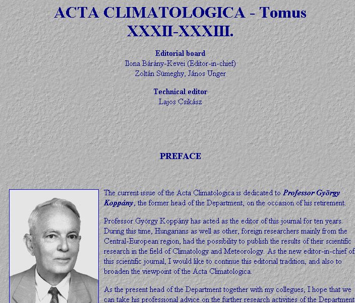 Acta Climatologica, 2005-09-30