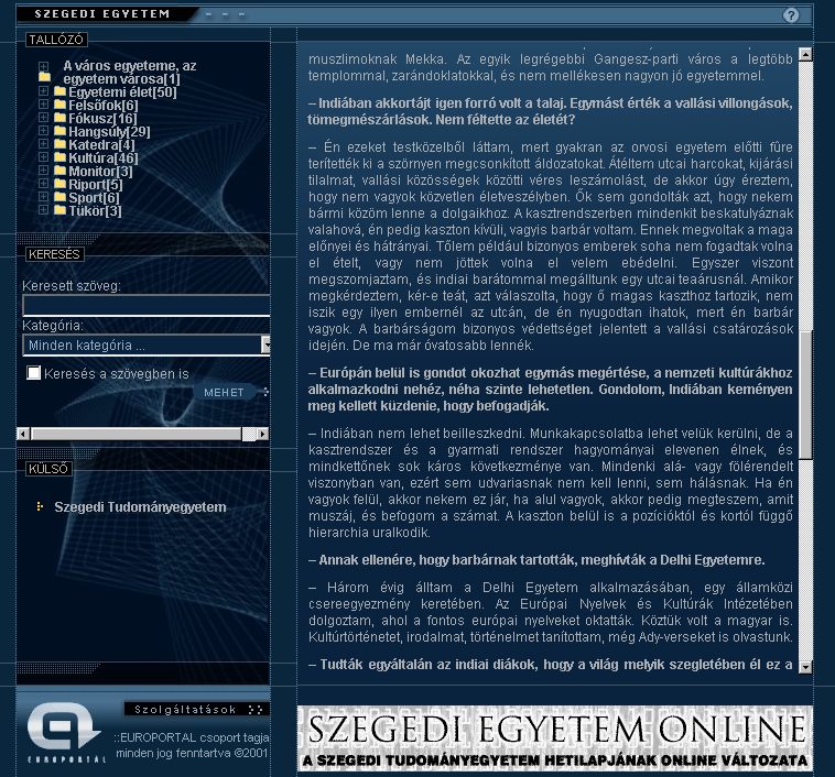 Szegedi Egyetem Online, 2005-10-17