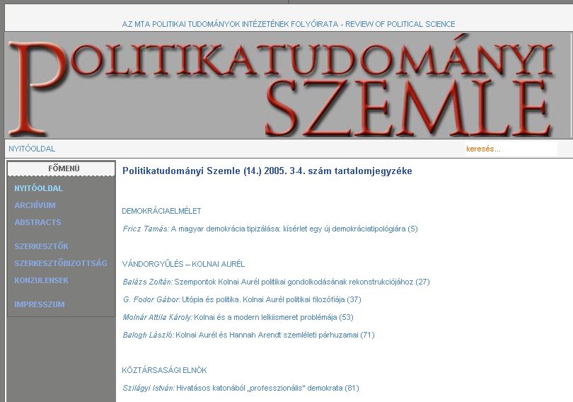 Politikatudom�nyi Szemle, 2005-12-01