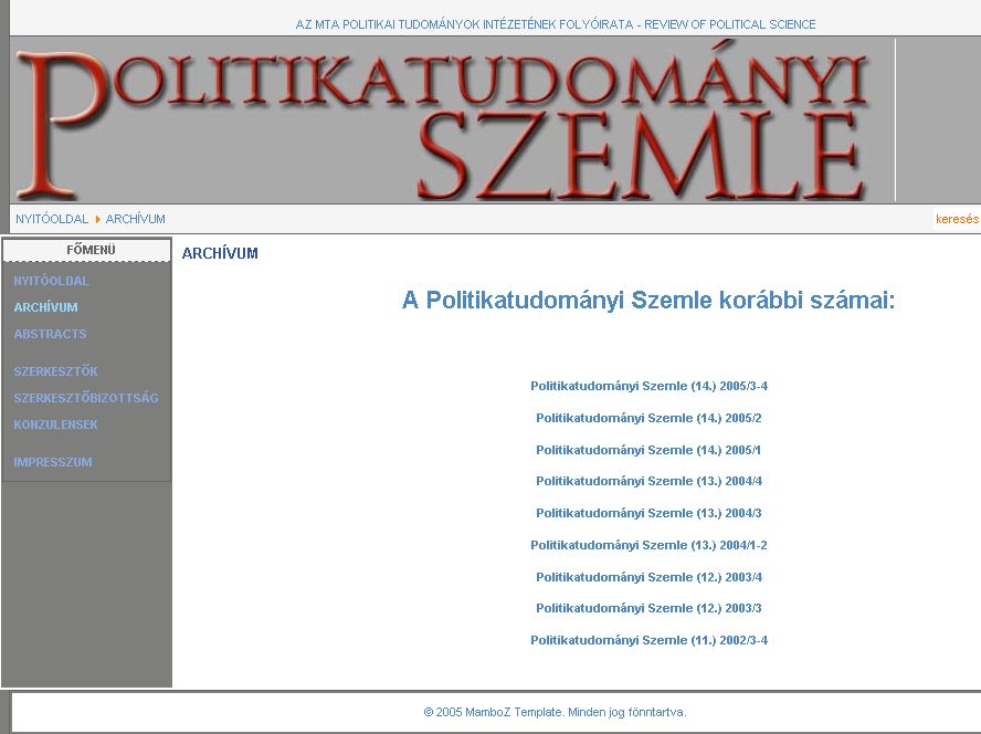 Politikatudom�nyi Szemle, 2005-12-01
