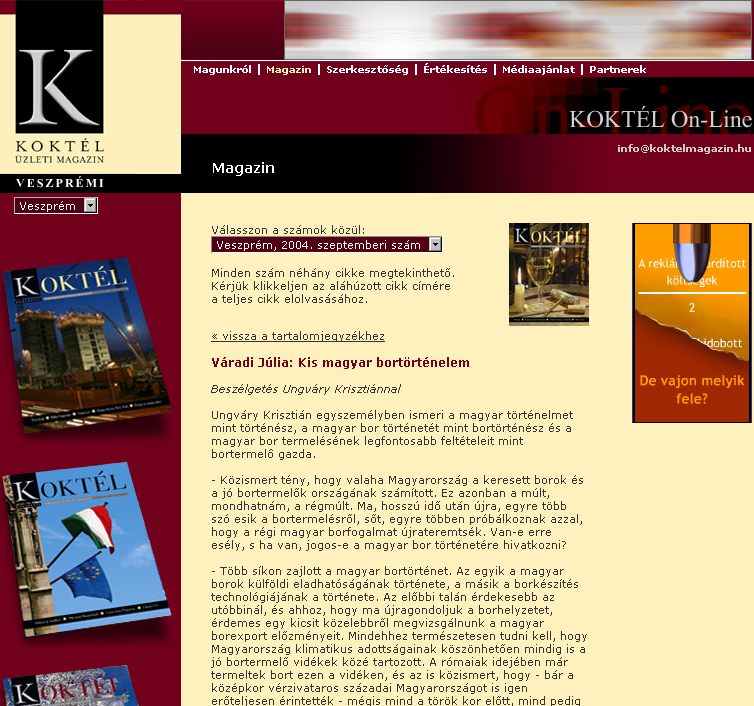 Kokt�l �zleti magazin, Veszpr�mi, 2006-06-12