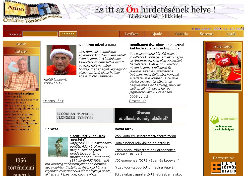 Anno OnLine T�rt�nelmi Magazin, 2006-11-13