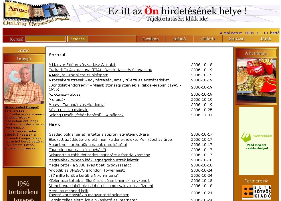 Anno OnLine T�rt�nelmi Magazin, 2006-11-13