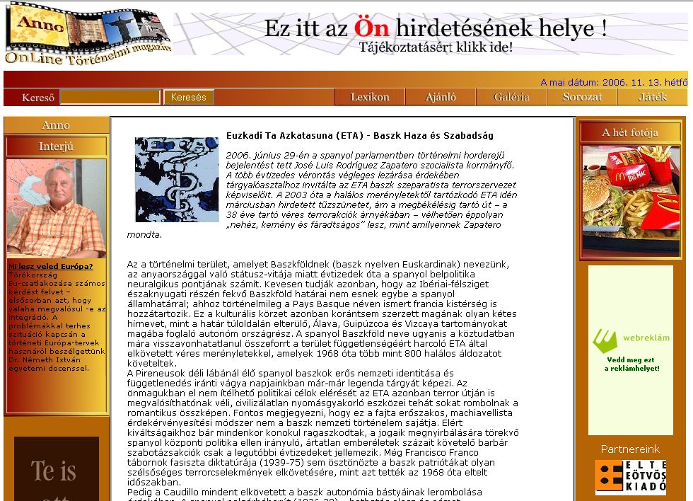 Anno OnLine T�rt�nelmi Magazin, 2006-11-13