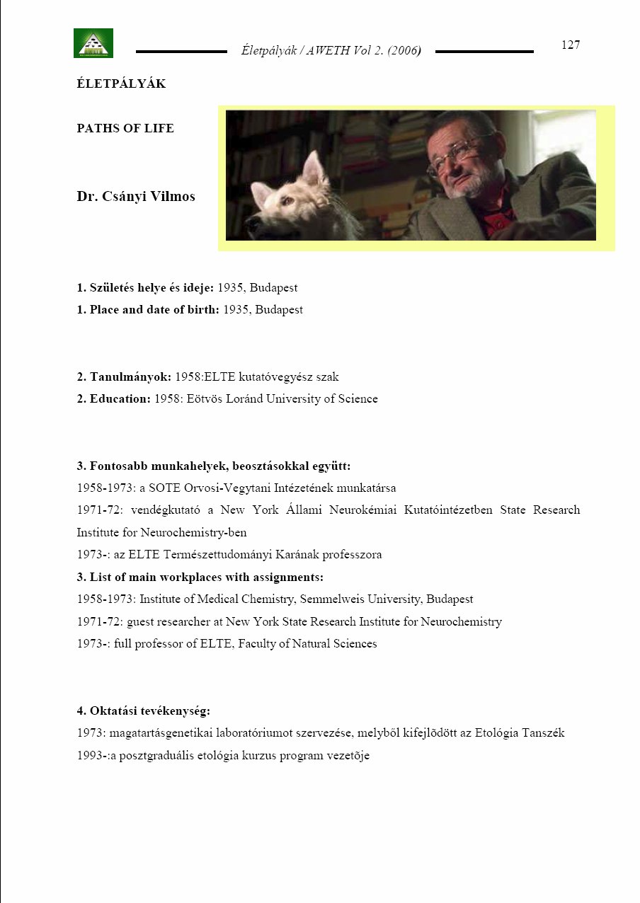 Animal welfare, etol�gia �s tart�stechnol�gia 2006.12.11.