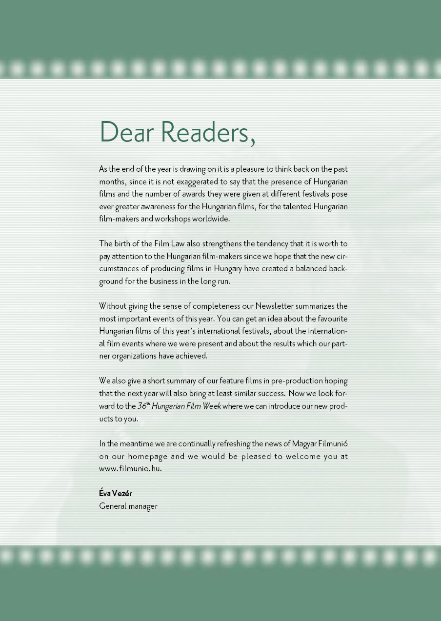 Magyar Filmuni� Newsletter 2006.12.13.
