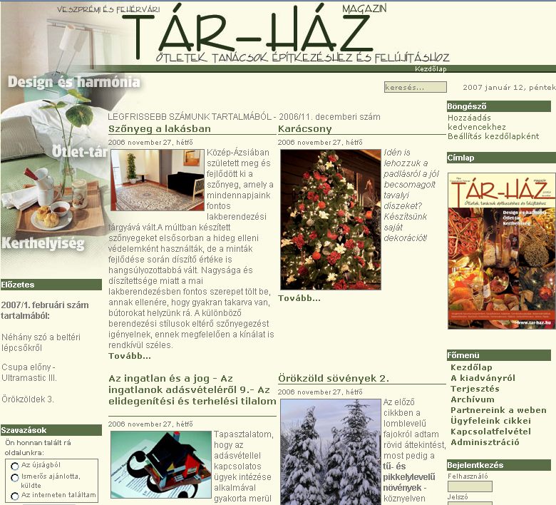 Veszpr�mi �s Feh�rv�ri T�r-H�z Magazin 2007-01-12