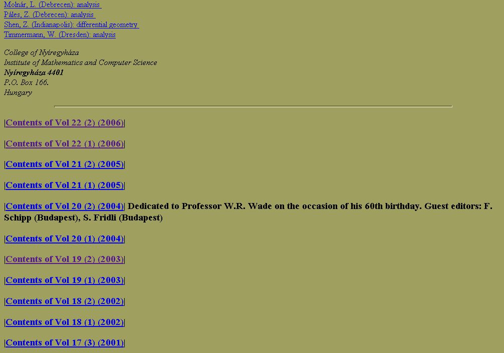 Acta mathematica Academiae Paedagogicae Ny�regyh�ziensis 2007-01-15