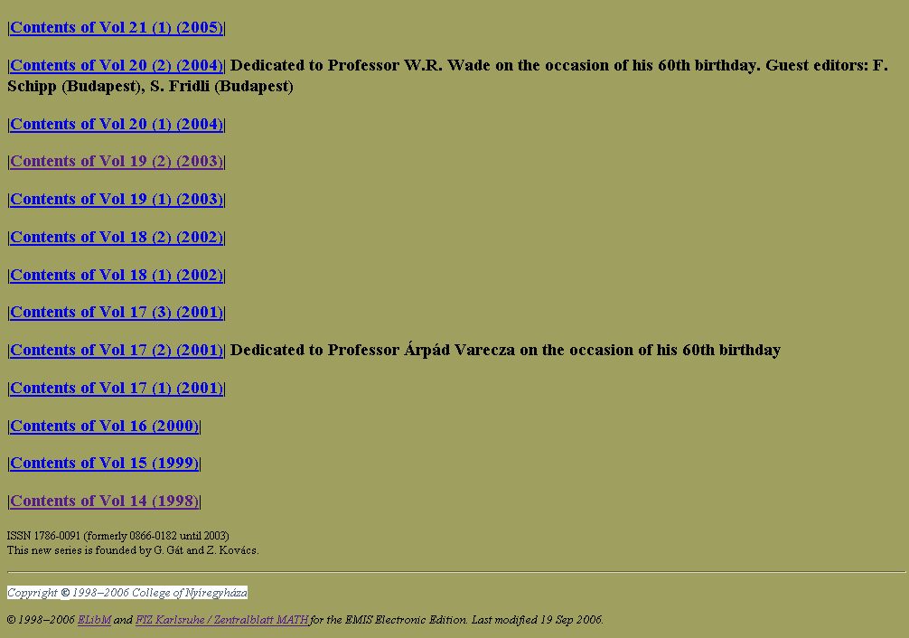 Acta mathematica Academiae Paedagogicae Ny�regyh�ziensis 2007-01-15