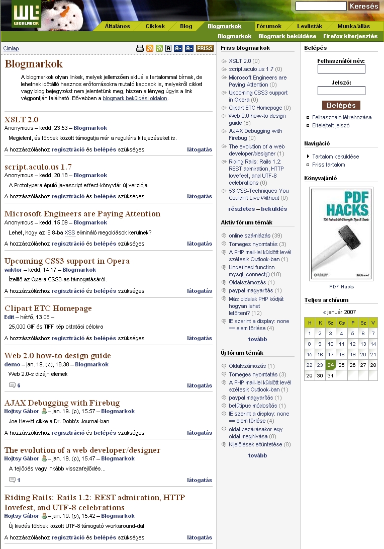 Weblabor 2007.01.24.