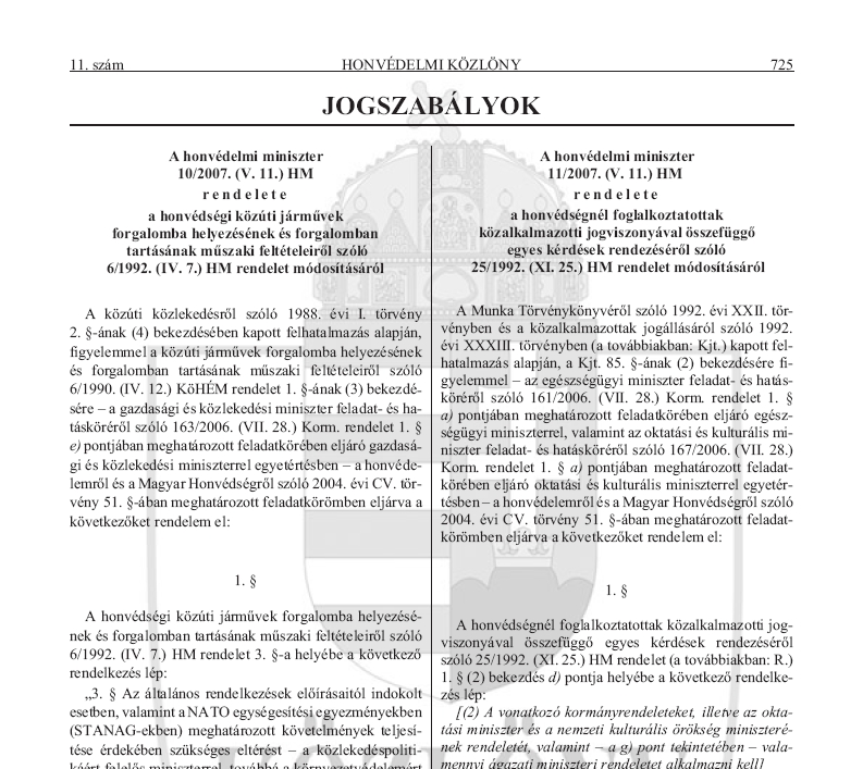 Honv�delmi K�zl�ny 2007.06.26.