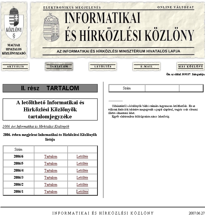 Informatikai �s H�rk�zl�si K�zl�ny 2007.06.27.