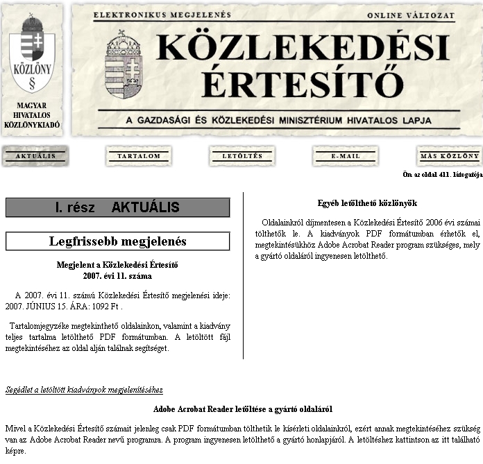 K�zleked�si �rtes�t� 2007.06.28.