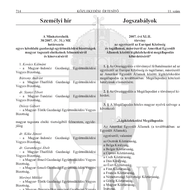 K�zleked�si �rtes�t� 2007.06.28.
