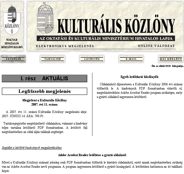 Kultur�lis K�zl�ny 2007.06.29.