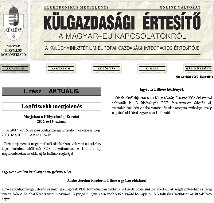 K�lgazdas�gi �rtes�t� 2007.06.29.