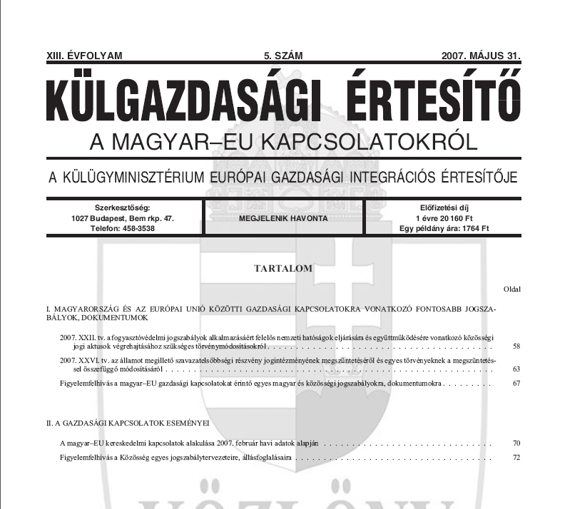 K�lgazdas�gi �rtes�t� 2007.06.29.