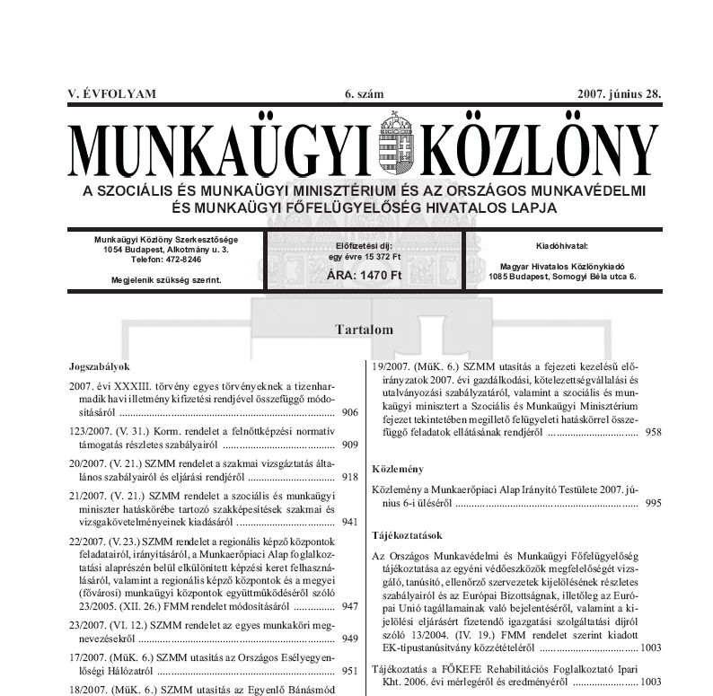 Munka�gyi K�zl�ny 2007.07.02.