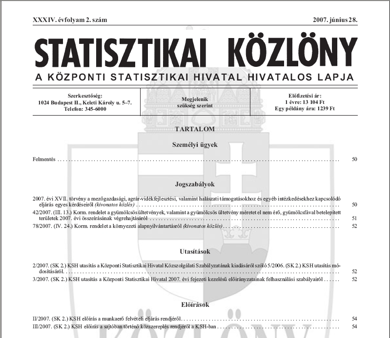 Statisztikai K�zl�ny 2007.07.06.