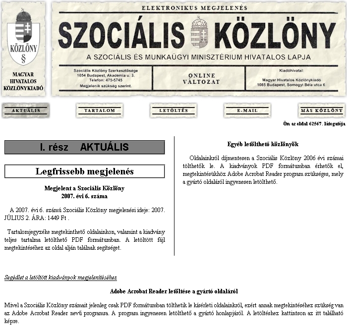 Szoci�lis K�zl�ny 2007.07.06.