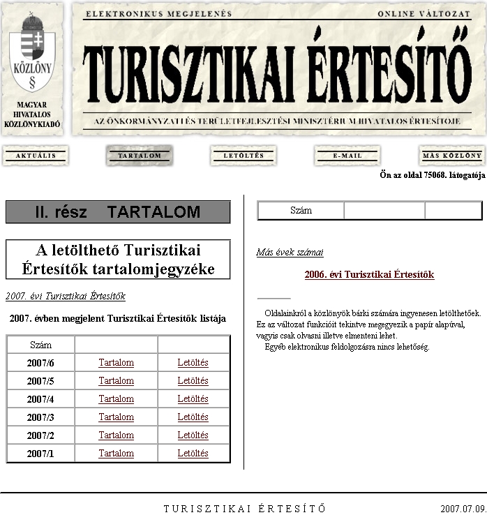 Turisztikai �rtes�t� 2007.07.09.