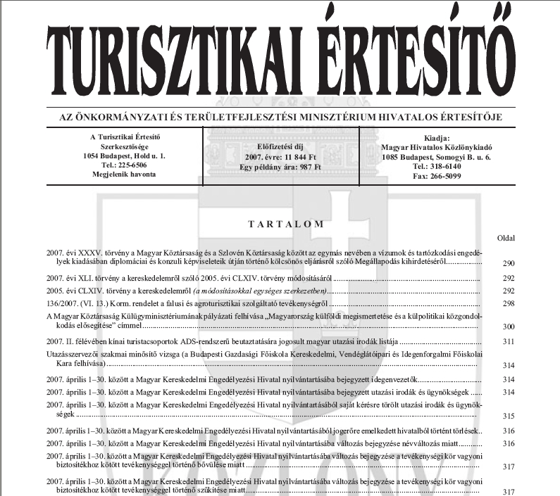 Turisztikai �rtes�t� 2007.07.09.
