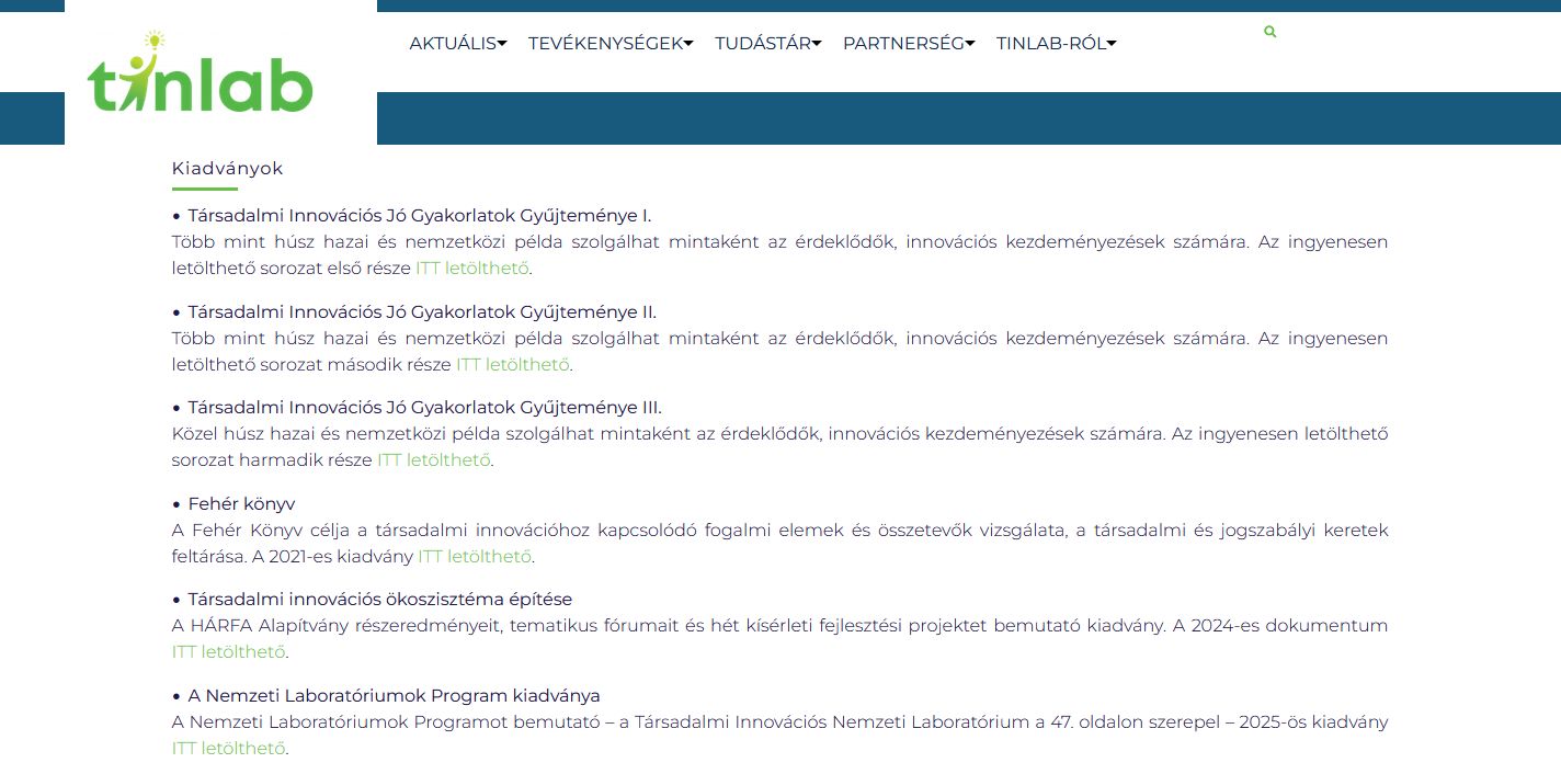 T�rsadalmi innov�ci�s j� gyakorlatok gy�jtem�nye 2025.09.03.