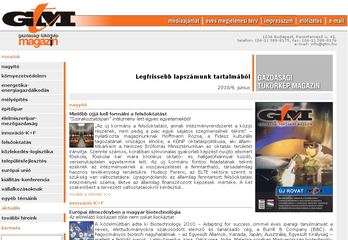 Gazdas�gi T�k�rk�p Magazin - GTM 2010.07.16.