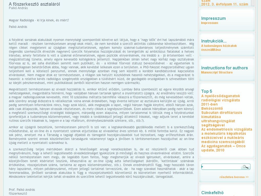 Magyar Radiol�gia Online 2013.01.30.