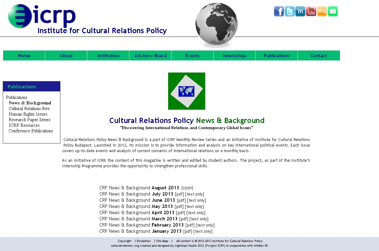 Cultural Relations Policy News & Background 2013.10.21.
