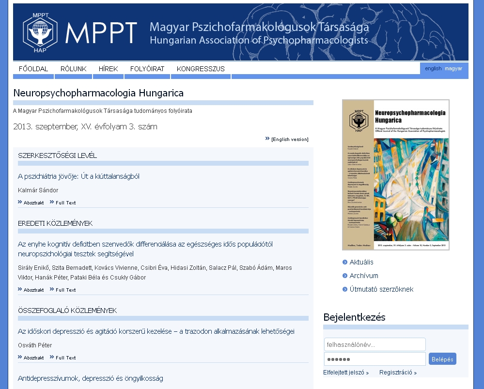 Neuropsychopharmacologia Hungarica 2013.10.22.