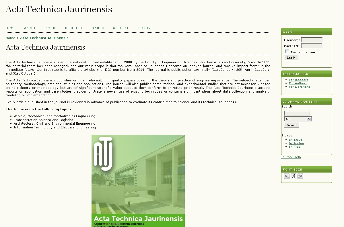Acta Technica Jaurinensis 2014.03.27.