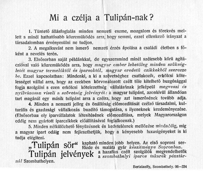 Tulip�nkert mozgalom c�lja